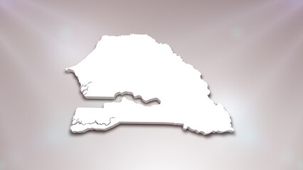 Senegal 3D Map on White Background, 
Useful for Politics, Elections, Travel, News and Sports Events

