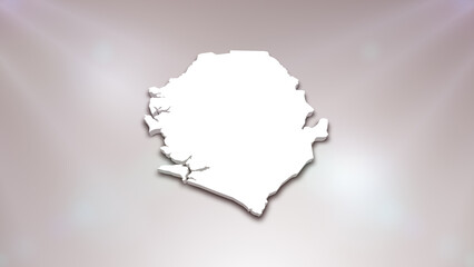 Sierra Leone 3D Map on White Background, 
Useful for Politics, Elections, Travel, News and Sports Events

