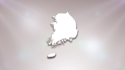South Korea 3D Map on White Background, 
Useful for Politics, Elections, Travel, News and Sports Events

