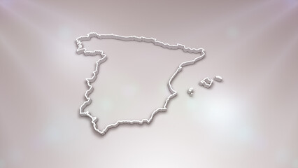 Spain 3D Map on White Background, 
Useful for Politics, Elections, Travel, News and Sports Events

