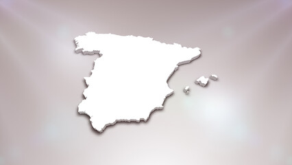 Spain 3D Map on White Background, 
Useful for Politics, Elections, Travel, News and Sports Events

