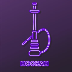 hookah neon sign, modern glowing banner design, colorful modern design trends on black background. Vector illustration.