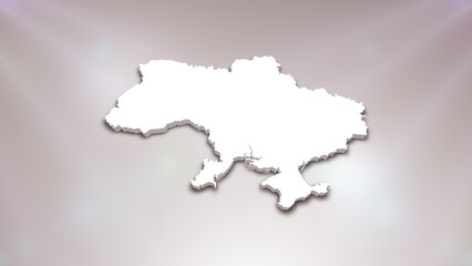 Ukraine 3D Map on White Background, 
Useful for Politics, Elections, Travel, News and Sports Events
