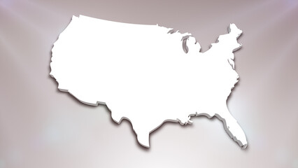 United States of America 3D Map on White Background, 
Useful for Politics, Elections, Travel, News and Sports Events
