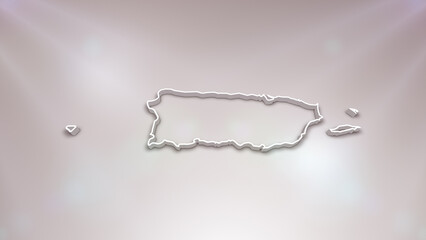 Puerto Rico 3D Map on White Background, 
Useful for Politics, Elections, Travel, News and Sports Events
