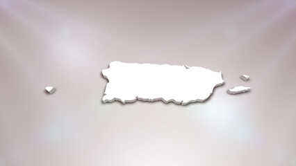 Puerto Rico 3D Map on White Background, 
Useful for Politics, Elections, Travel, News and Sports Events
