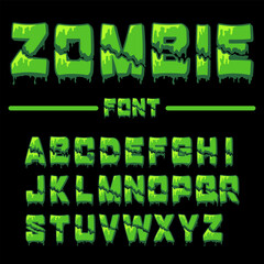 Alphabet with zombie style melting with green color