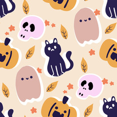 Halloween kawaii pattern seamless for Nursery fabric, cover book ,wrapping paper or other. There are cute color and kawaii style. 