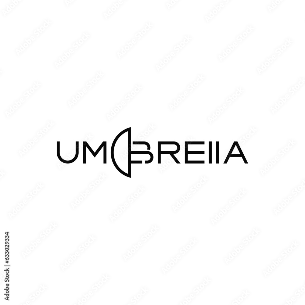 Poster umbrella text typography logo design.