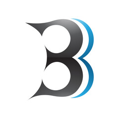 Black and Blue Curvy Glossy Letter B Icon Resembling Number 3