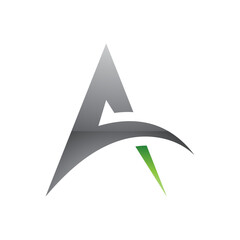 Fototapeta premium Black and Green Glossy Spiky Arch Shaped Letter A Icon