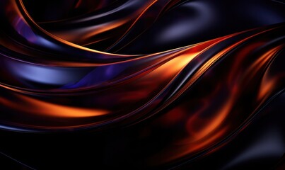 abstract background with smooth lines in black and orange colors.