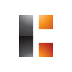 Black and Orange Rectangular Glossy Letter C Icon