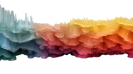 On a white backdrop, sugar is strewn over a rainbow of sour jelly candy strips. an overview