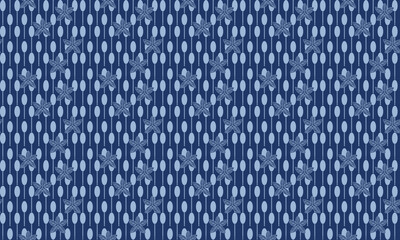 Indonesian batik motif with a unique pattern of blue flowers.  indonesian batik seamless pattern vector