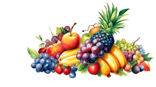 White Background with Fruits