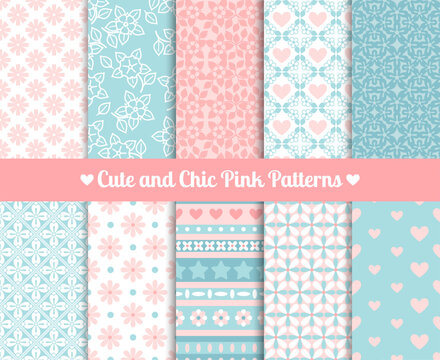 Chic Pink Blue Patterns Design