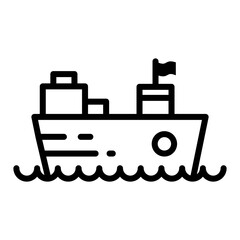 cargo boat icon on transparent background