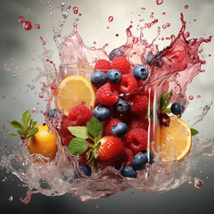 Fruit and berry refreshing sweet drink