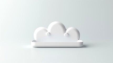 3D white cloud icon minimal style, cloud computing online service, digital technology security concept, Generative AI illustration