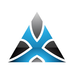 Blue and Black Glossy Triangle Shaped Letter X Icon