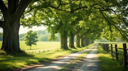 Fototapeta premium Mountain road. Landscape with rocks, sunny sky with clouds and beautiful asphalt road in the evening in summer. Highway in mountains, Generative AI illustration