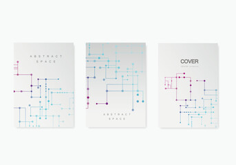 Circuit Line Background Connected Dots Lines Cover Set