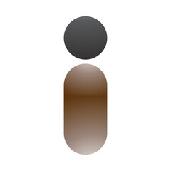 Brown and Black Glossy Abstract Round Person Shaped Letter I Icon