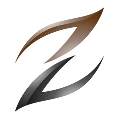 Brown and Black Glossy Fire Shaped Letter Z Icon