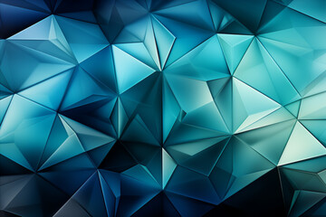 Fototapeta premium Blue, green, and cyan triangles merge with white, an abstract visual tapestry Generative AI
