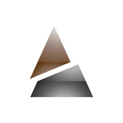 Brown and Black Glossy Split Triangle Shaped Letter A Icon