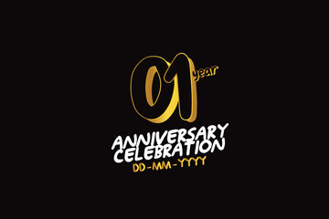 1th, 1 years, 1 year anniversary gold color on black background abstract style logotype. anniversary with gold color isolated on black background, vector design for celebration vector