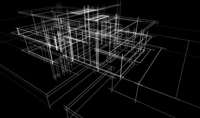 house building sketch architecture 3d illustration