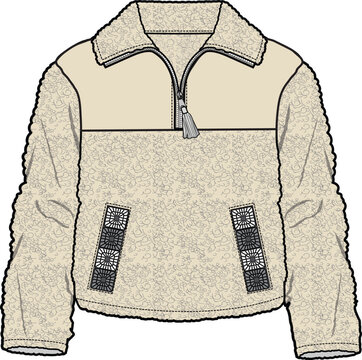 recommend clip art: KIDS WEAR CRAFTED HALF ZIP FLEECE JACKET OUTER WEAR VECTOR ILLUSTRATION