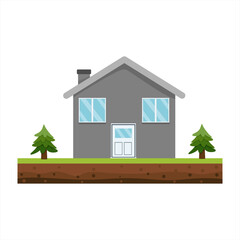 Vector illustration of a modern grey house with a clean page