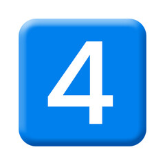 Fototapeta premium blue number 4 icon template transparent rectangle shape 3d