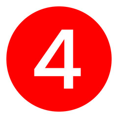 red number 4 icon template transparent red circle number