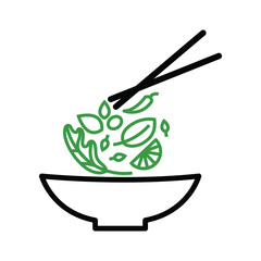 Healthy and hearty vegan food. Vegan salad icon.
