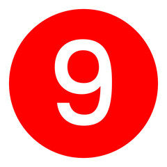 red number 9 icon template transparent red circle number