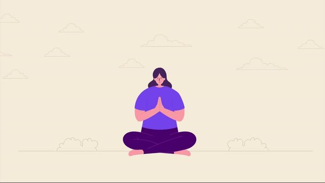 Animation of Young Woman Practices Yoga