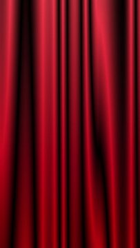 赤色のサテン風のステージカーテンがなびく抽象的なアニメーション背景素材　縦型