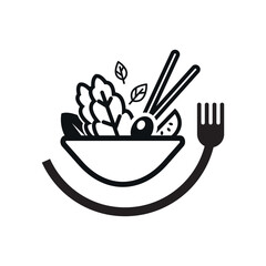 Healthy and hearty vegan food. Vegan salad icon.
