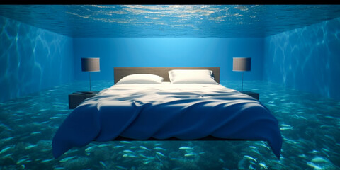 A wonderful bedroom on the ocean - Generative AI