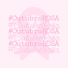 Banner in portuguese for composition october pink breast cancer prevention brazil