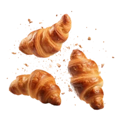 Photo sur Plexiglas Pain Freshly baked croissant flying in air
