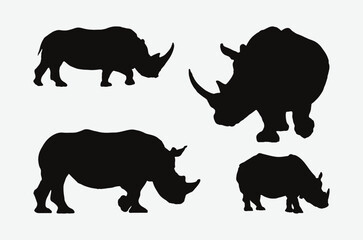 Graceful Rhino Silhouettes, A Collection of Majestic Rhino Forms for Diverse Creative Projects