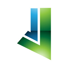 Green and Blue Glossy Letter J Icon with Straight Lines