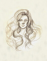 woman sketch line art illustration