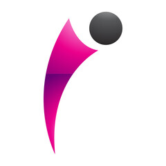 Magenta and Black Glossy Bowing Person Shaped Letter I Icon