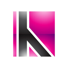 Magenta and Black Glossy Letter H Icon with Straight Lines